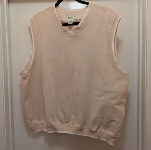 Eddie Bauer golf sweater vest cream peach color sz xl